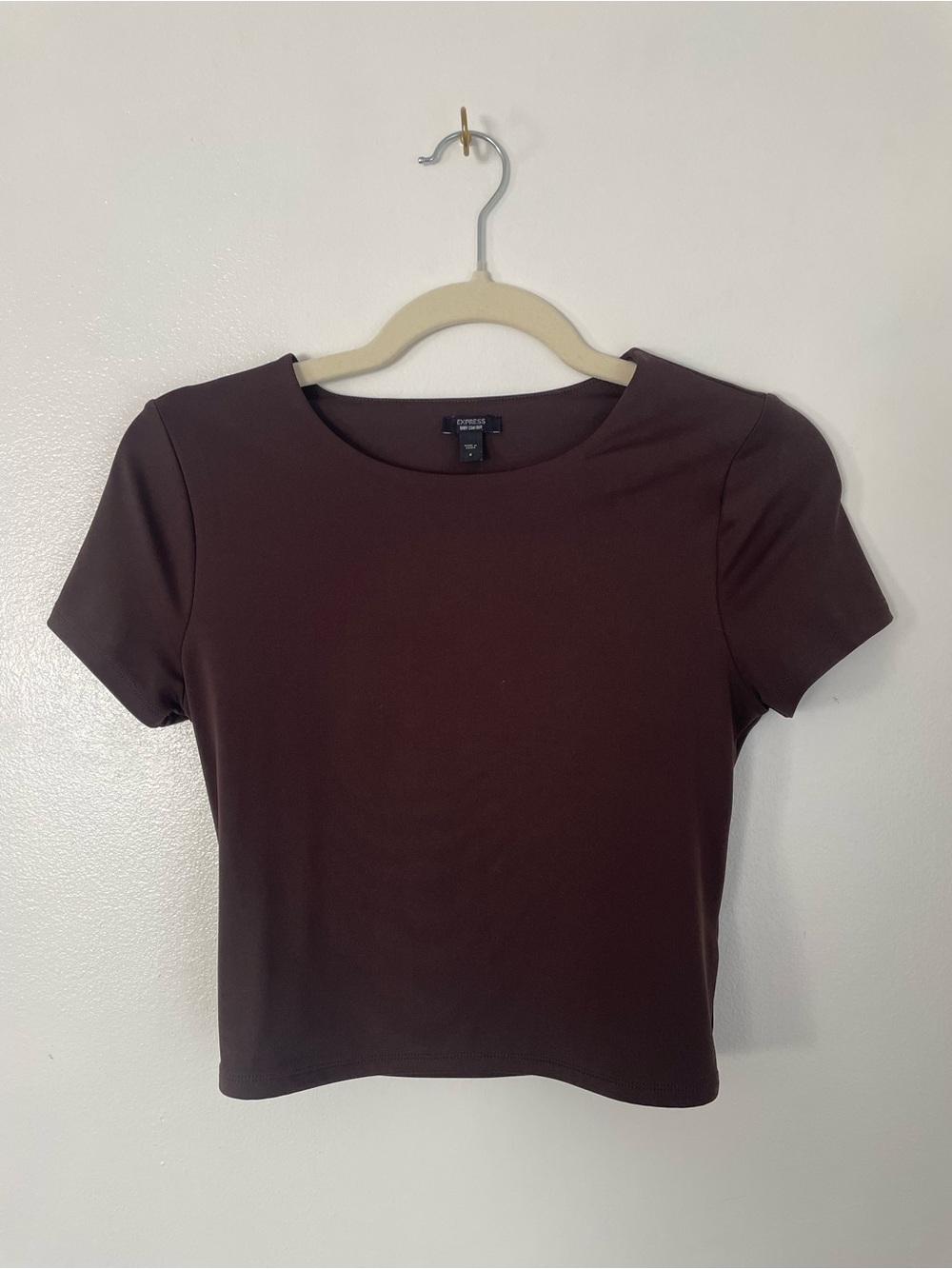 Express body contour dark brown fitted top size small